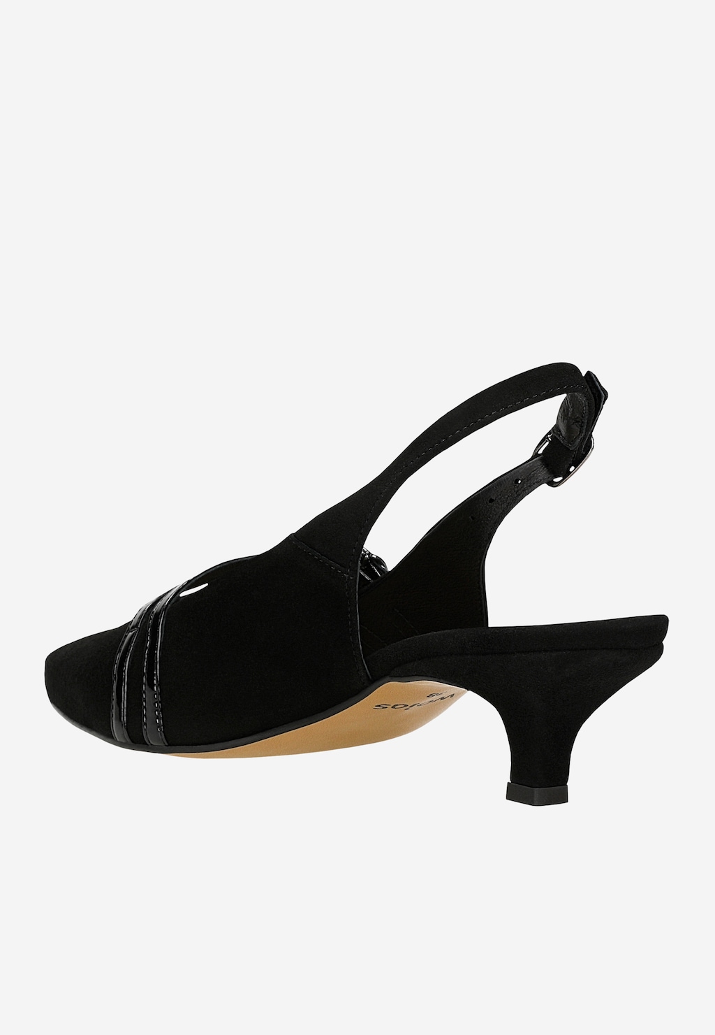 Čierne semišové lodičky s lakovanými ozdobnými remienkami 35160-71 Widok 4