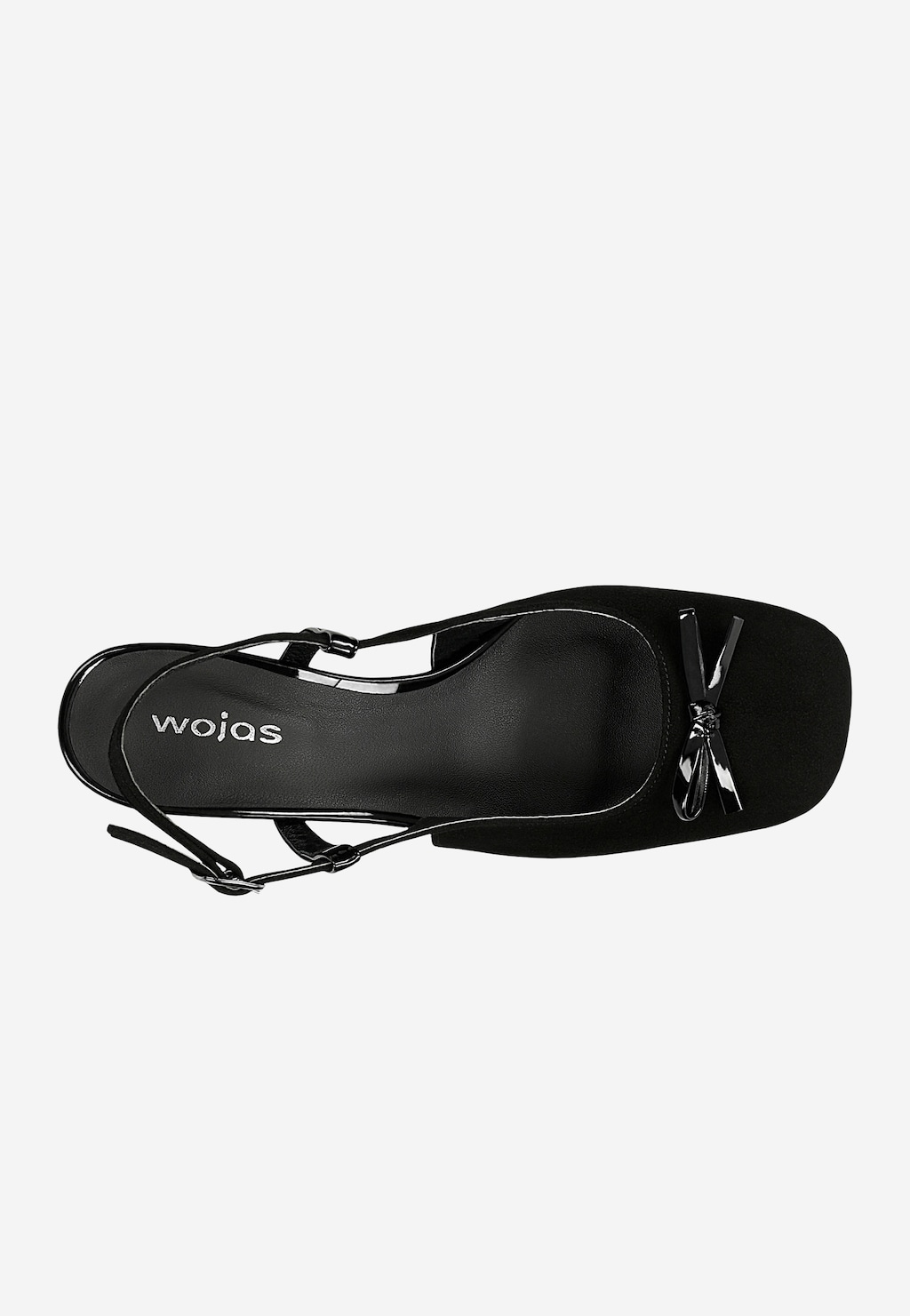 Čierne semišové lodičky s otvorenou pätou a ozdobnou mašľou 35158-71 Widok 5