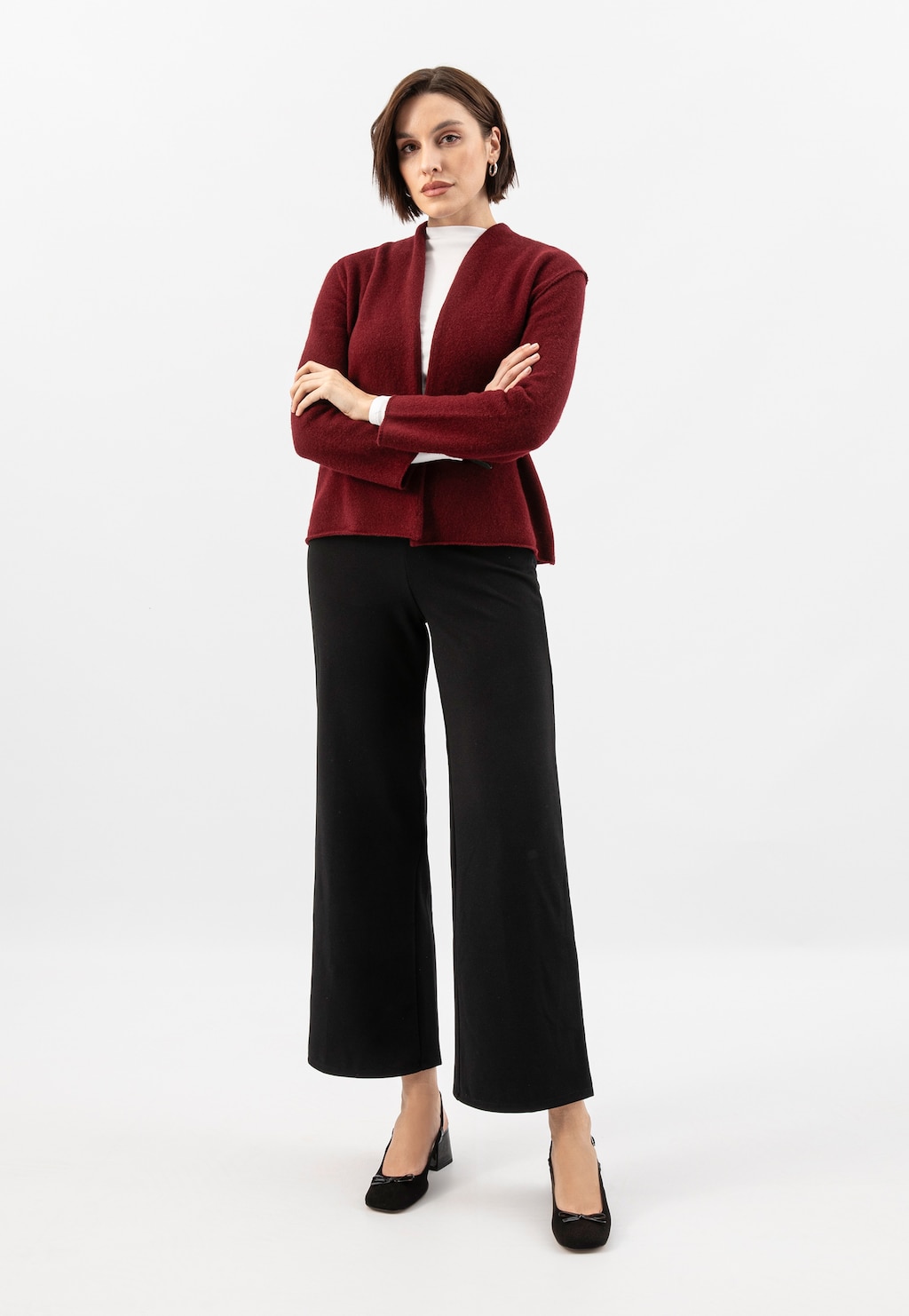 Čierne semišové lodičky s otvorenou pätou a ozdobnou mašľou 35158-71 Widok 10