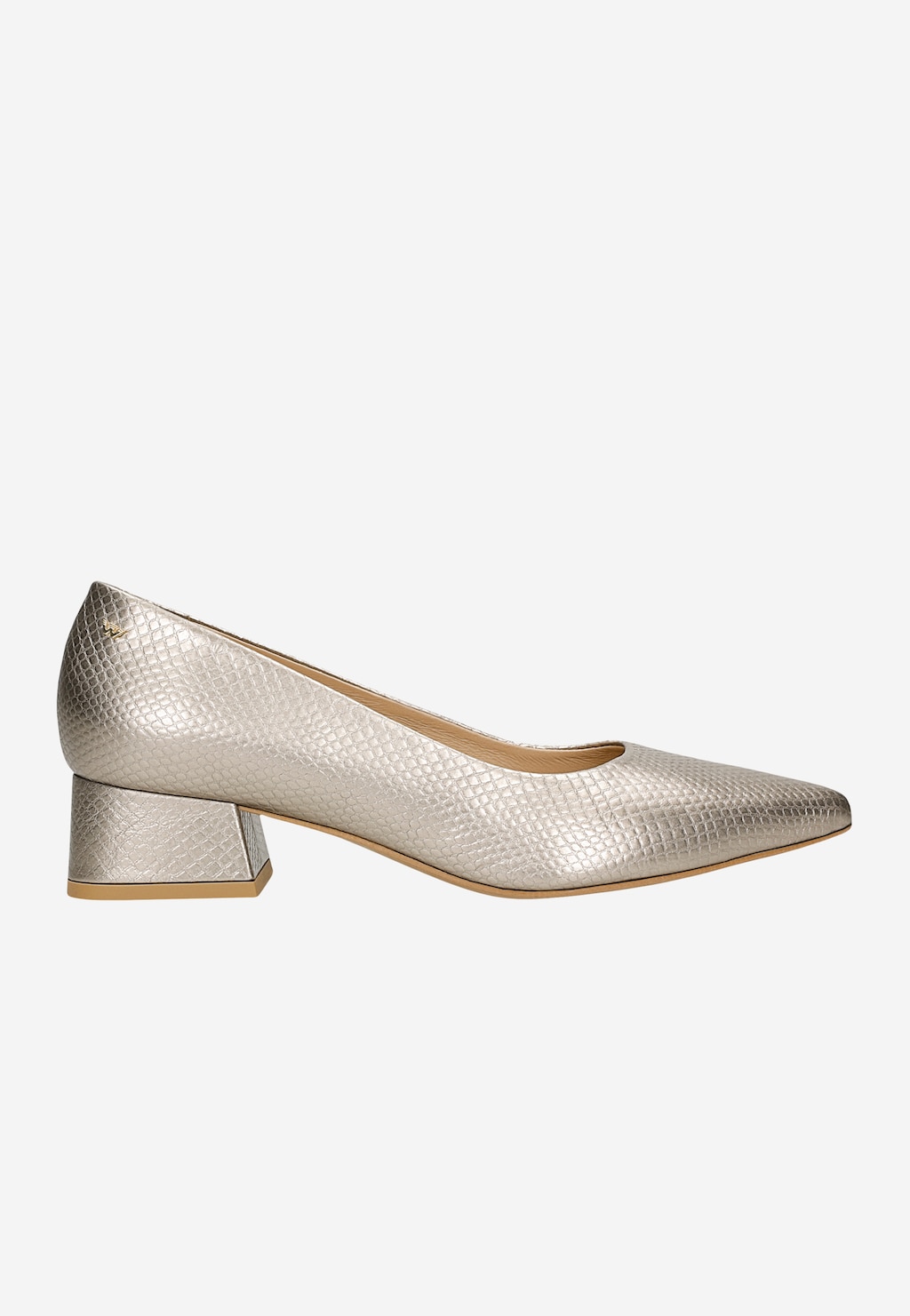 Zlaté lodičky s hadou kožou na nízkom opätku 35140-58 Widok 2