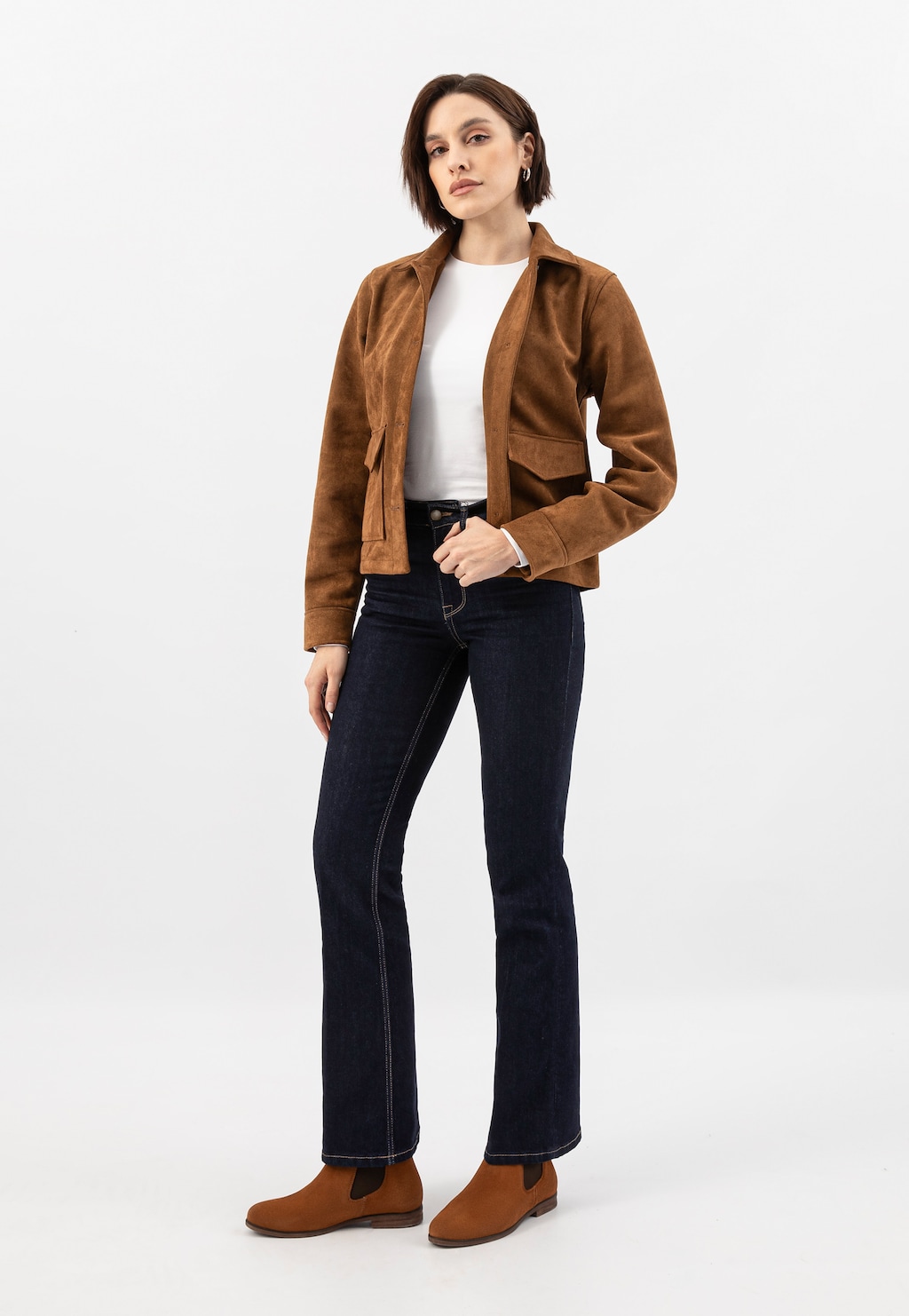 Nízke čižmy z velúrovej kože na každodenné nosenie 9503-62 Widok 1