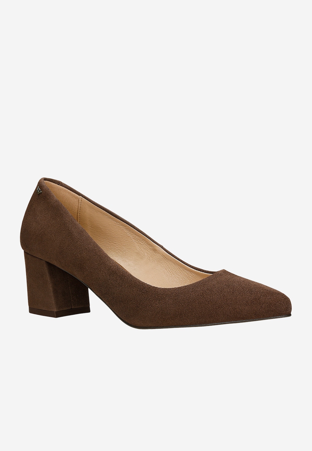 Hnědé semišové lodičky na širokém podpatku 9296-62 Widok 3