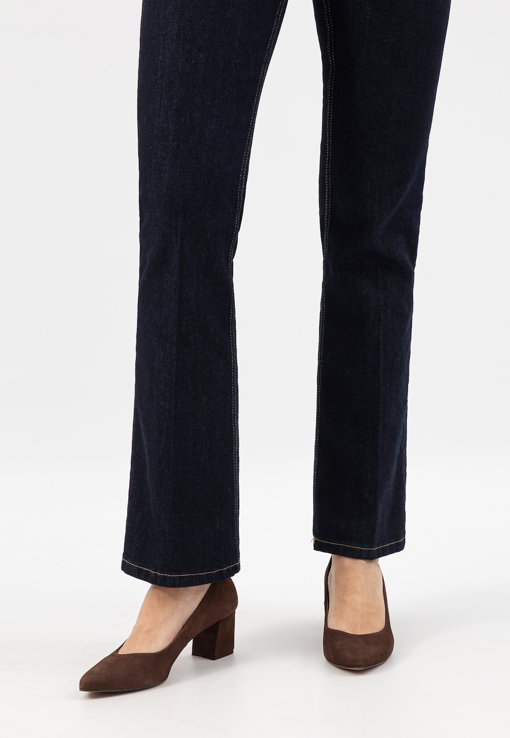 Hnědé semišové lodičky na širokém podpatku 9296-62 Widok 8