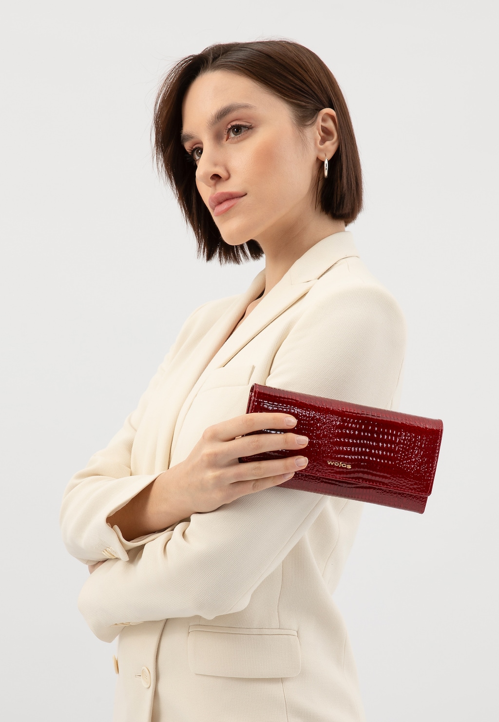 Červená lakovaná dámská peněženka se zajímavým ražením 91058-35 Widok 1