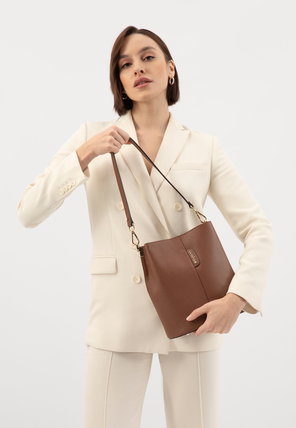 Hnedá kožená kabelka kufrík s odnímateľným popruhom 80434-53 Widok 8