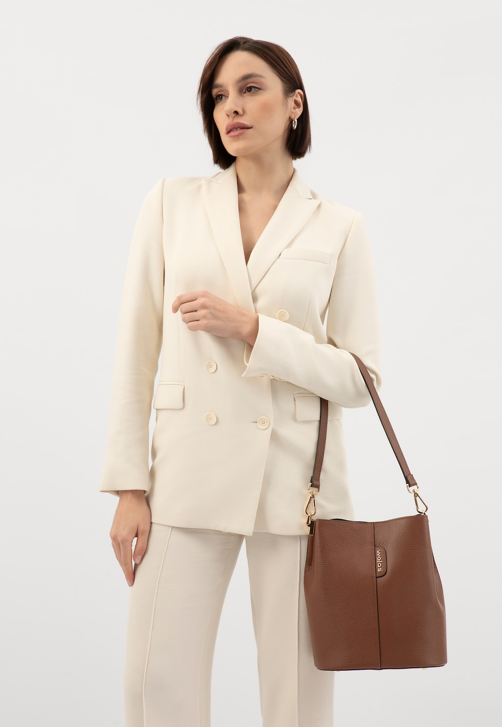 Hnedá kožená kabelka kufrík s odnímateľným popruhom 80434-53 Widok 9