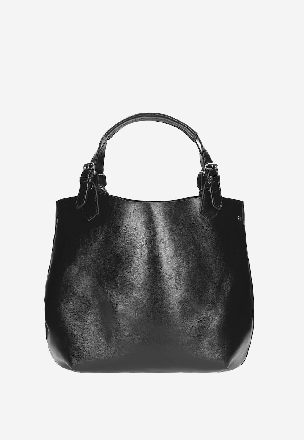 Duża pojemna shopperka damska Wojas model 80205-51 w kolorze czarnym, wykonana z eleganckiej skóry, z wygodnymi uchwytami i metalowymi klamrami.