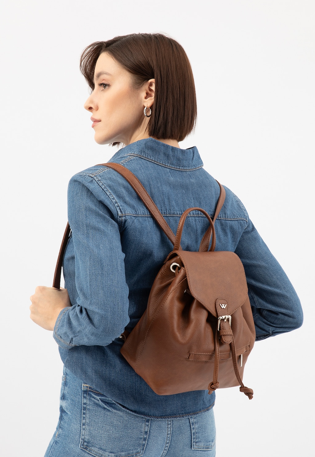 Hnědý dámský batoh z lícové kůže 80119-53 Widok 1