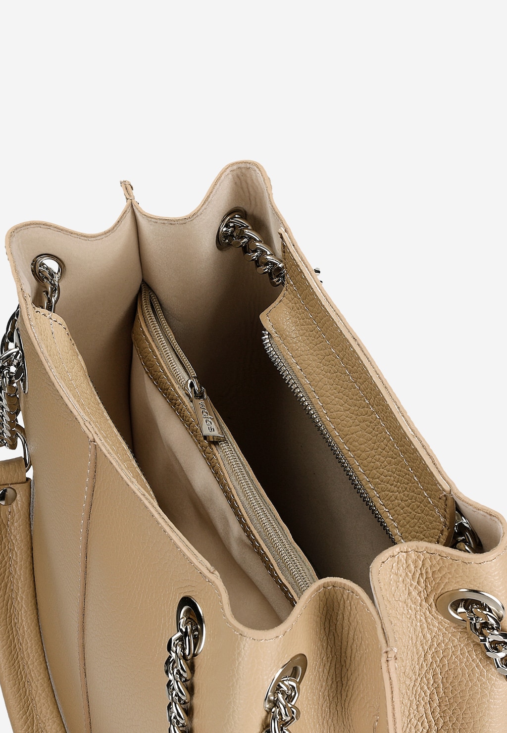 Veľká béžová dámska kabelka z lícovej kože 80105-54 Widok 5