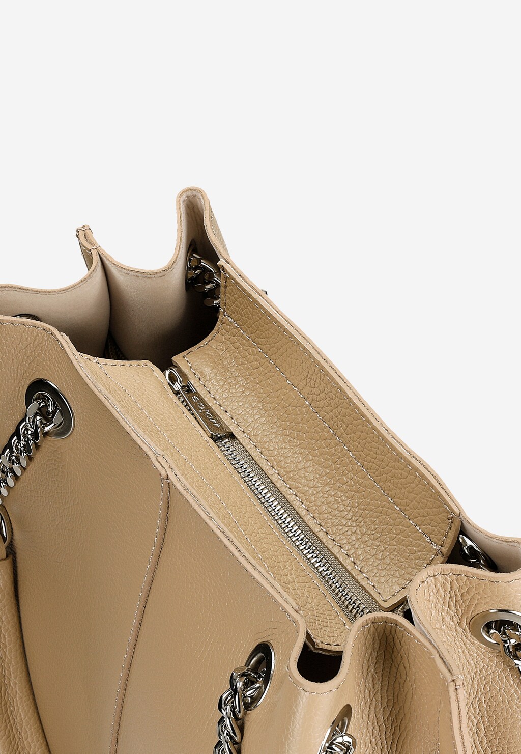 Veľká béžová dámska kabelka z lícovej kože 80105-54 Widok 6