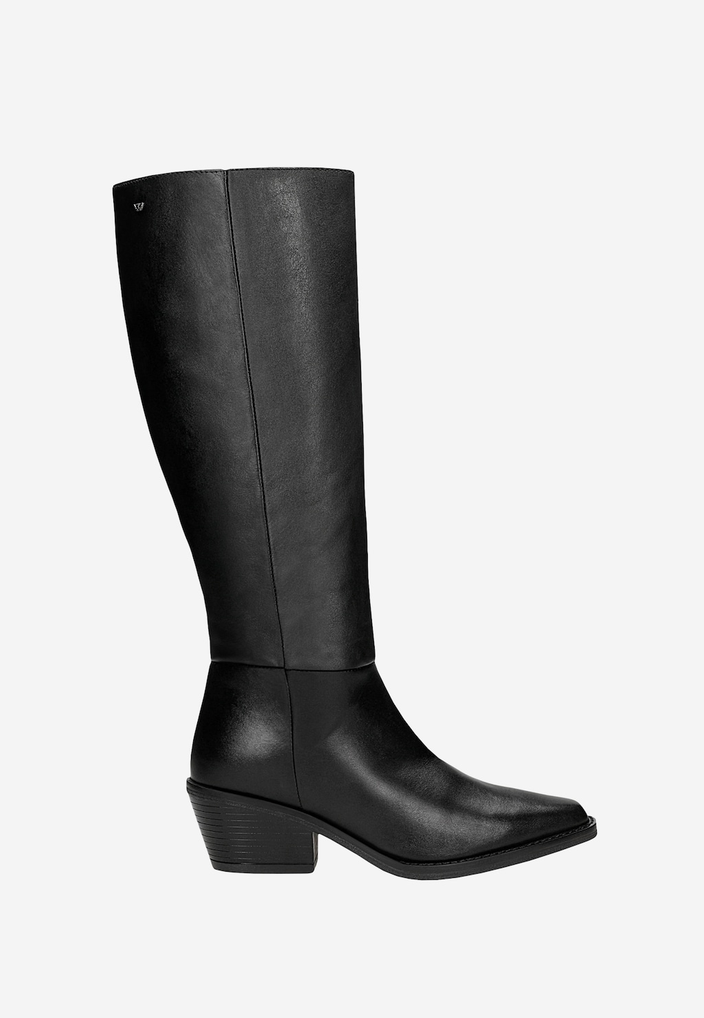 Černé kožené kozačky dámské na širokém podpatku 71069-51 Widok 2