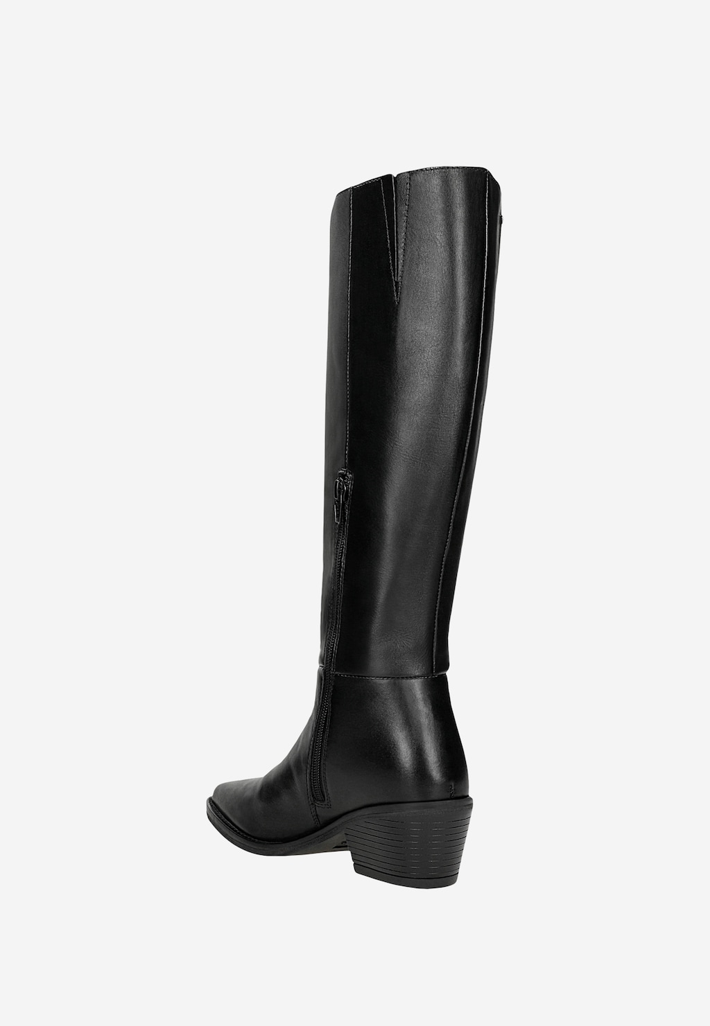Černé kožené kozačky dámské na širokém podpatku 71069-51 Widok 4