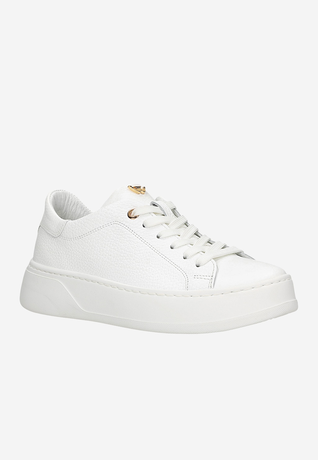 Biele kožené tenisky pre ženy so zlatými detailmi 46344-59 Widok 3