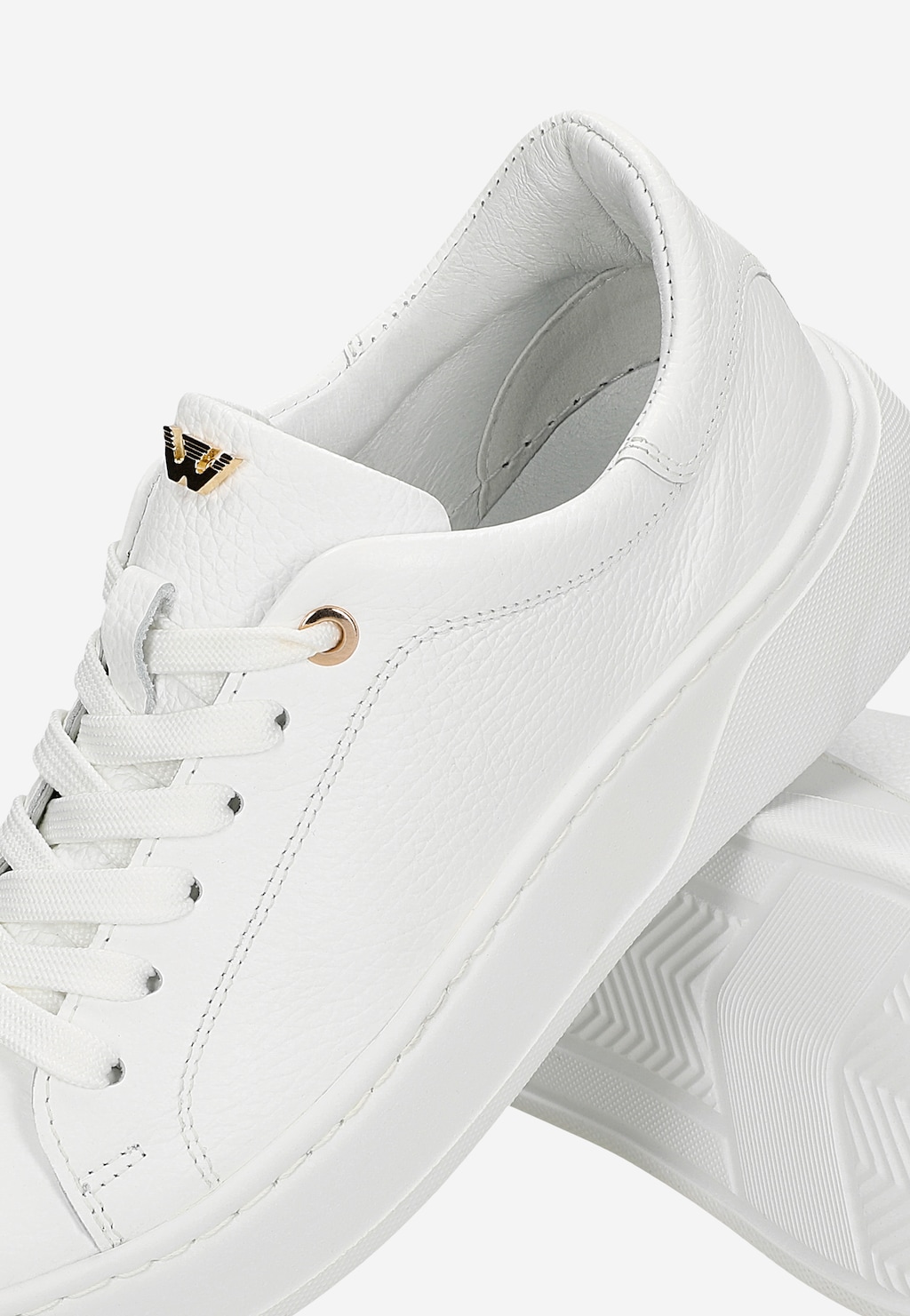 Biele kožené tenisky pre ženy so zlatými detailmi 46344-59 Widok 7