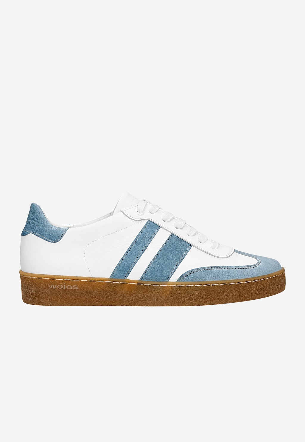 Bielo-modré kožené tenisky pre ženy na hnedej podrážke 46307-56 Widok 2