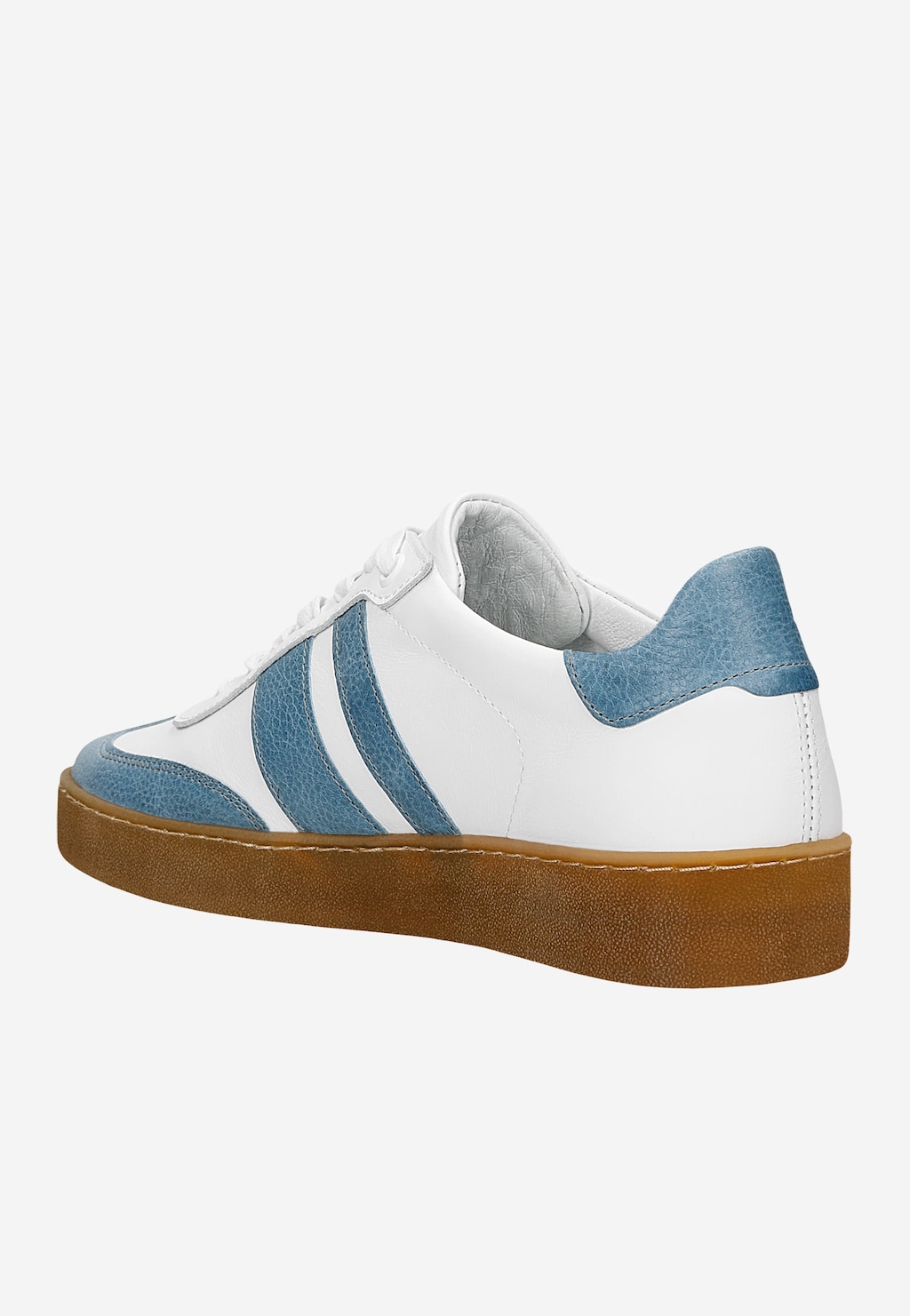 Bielo-modré kožené tenisky pre ženy na hnedej podrážke 46307-56 Widok 4
