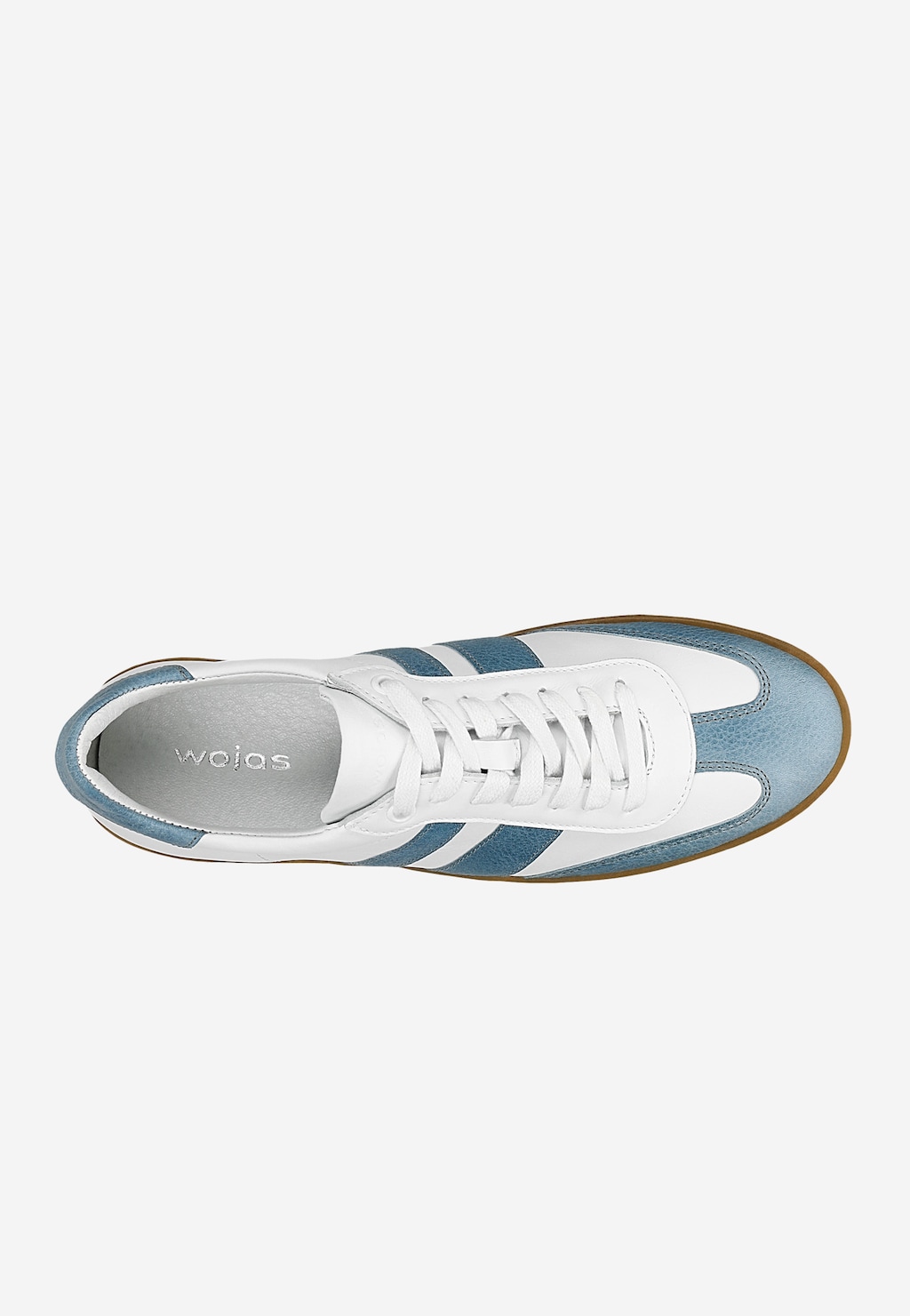 Bielo-modré kožené tenisky pre ženy na hnedej podrážke 46307-56 Widok 5