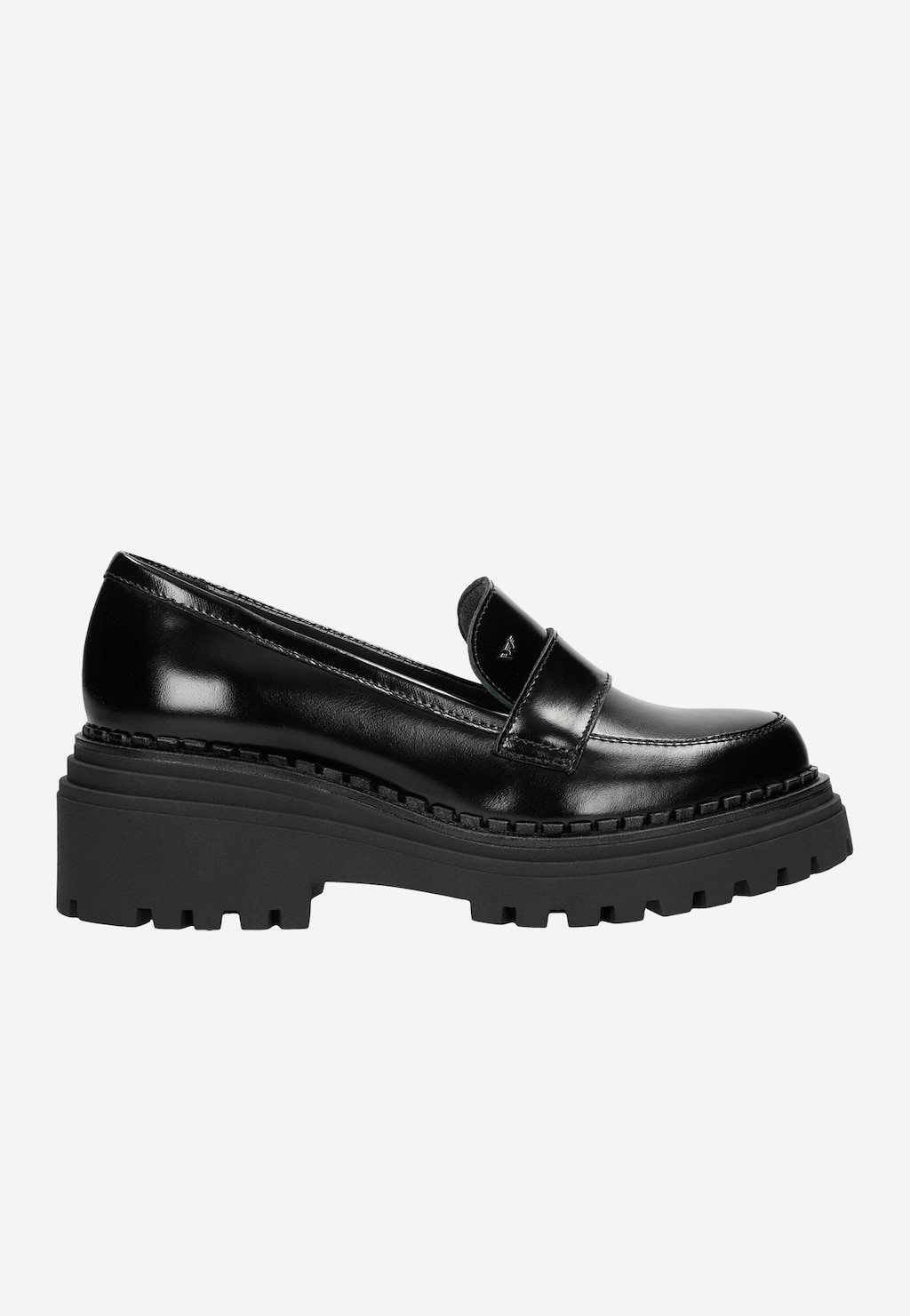 Černé kožené mokasíny dámské na zvýšené podešvi 46192-31 Widok 2
