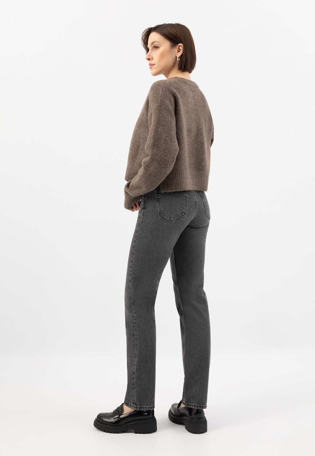 Černé kožené mokasíny dámské na zvýšené podešvi 46192-31 Widok 9