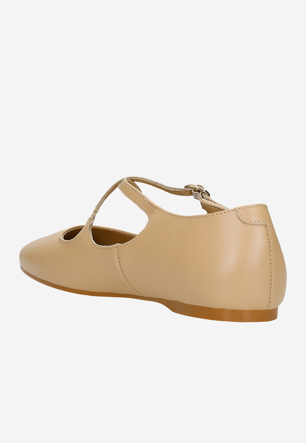 Béžové kožené balerínky s křížícími se pásky 44059-54 Widok 4