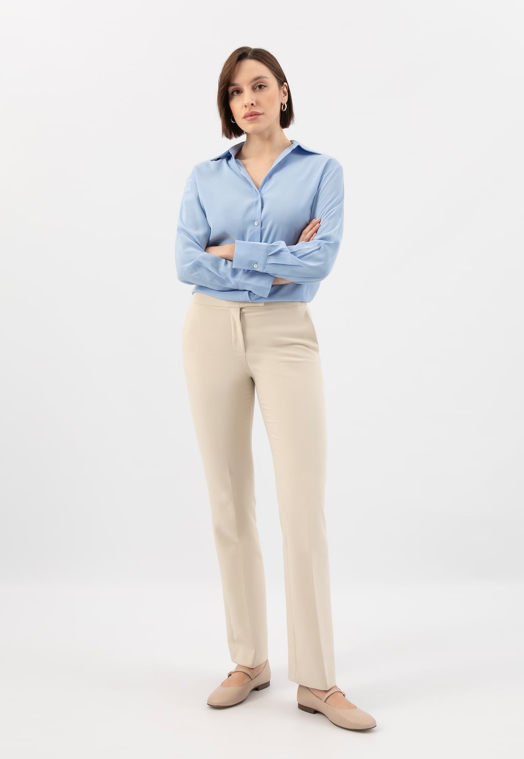 Béžové balerínky s ozdobným páskem 44029-54 Widok 1