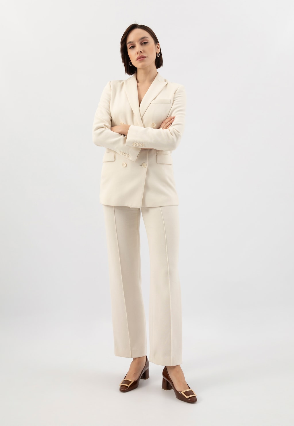 Hnedé lodičky s kovovou zlatou ozdobou 35141-32 Widok 10