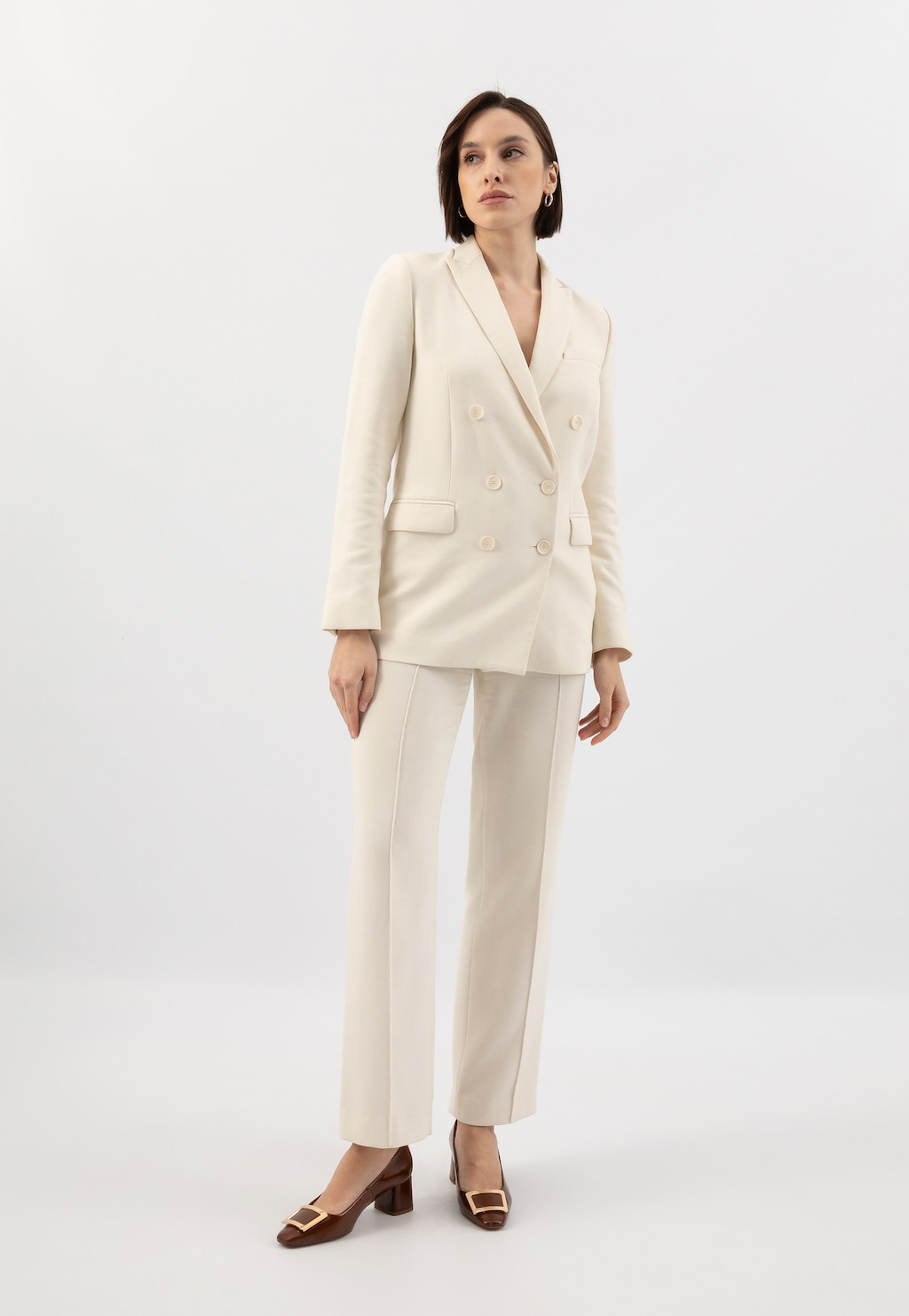 Hnedé lodičky s kovovou zlatou ozdobou 35141-32 Widok 1