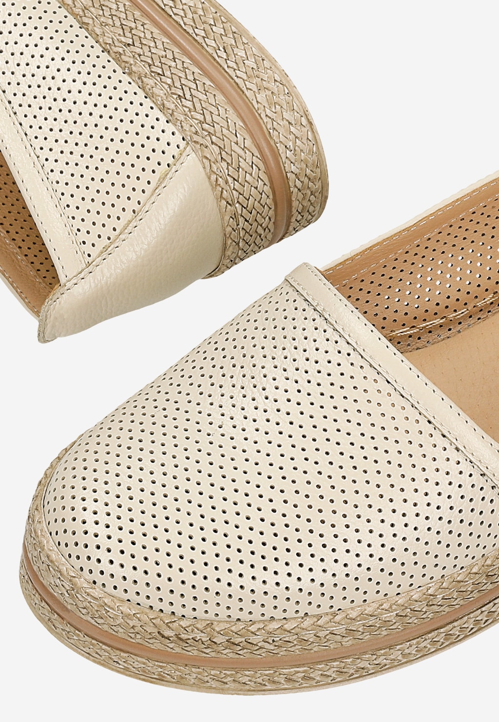 Béžové dierkované poltopánky v štýle espadriel 46336-54 Widok 6