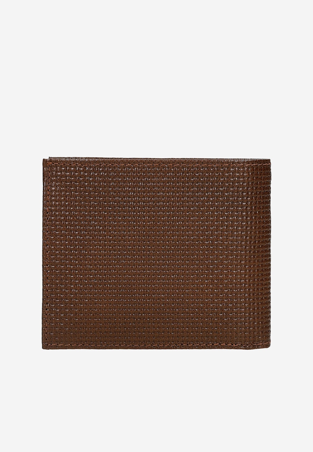 Duży brązowy portfel męski Wojas 91109-52 wykonany z tłoczonej skóry z charakterystycznym wzorem plecionki, widok z przodu zamkniętego portfela.