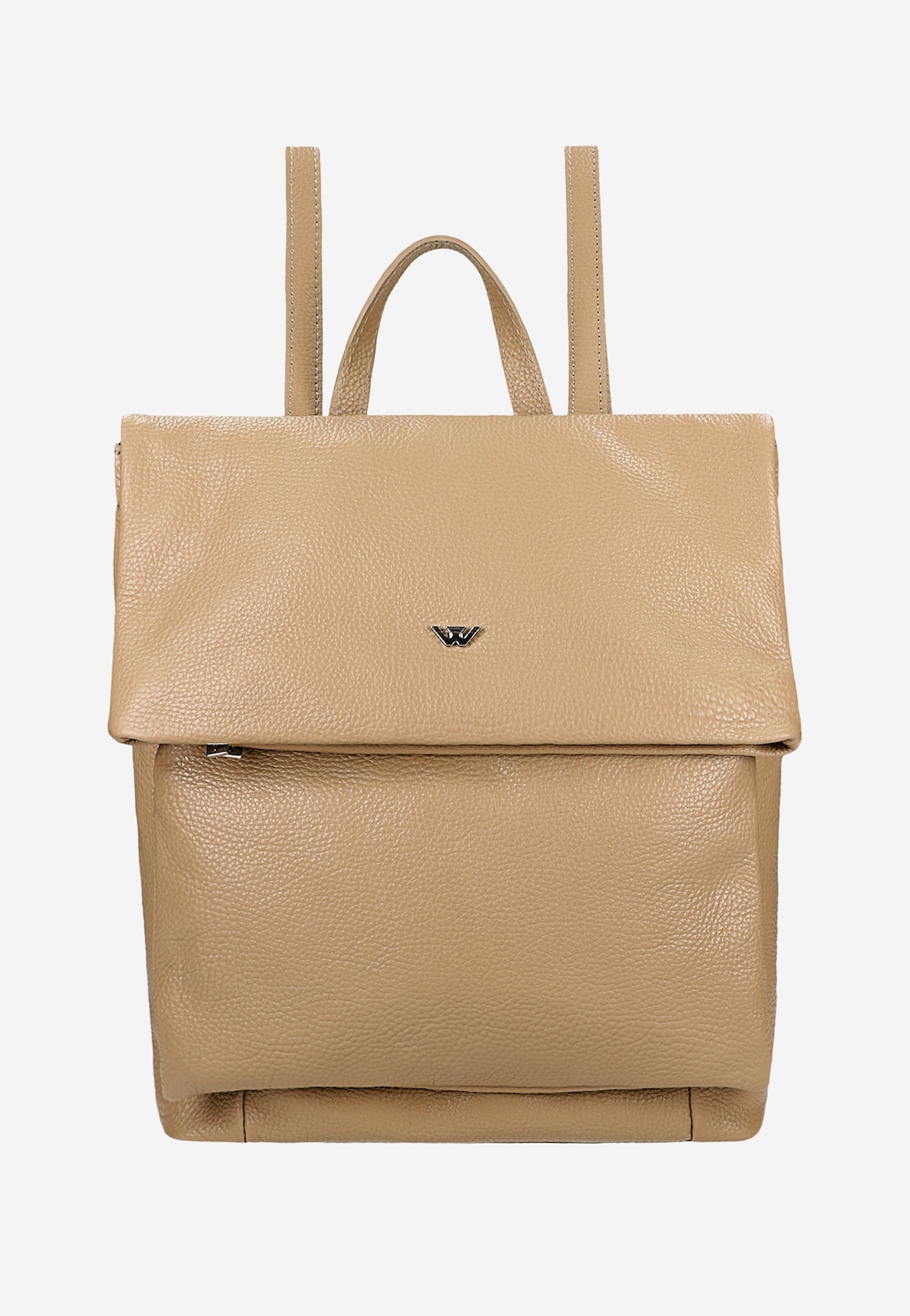 Beżowy skórzany plecak miejski Wojas model 80435-54 z charakterystyczną klapą, eleganckim logo i regulowanymi szelkami. Idealna propozycja na co dzień.