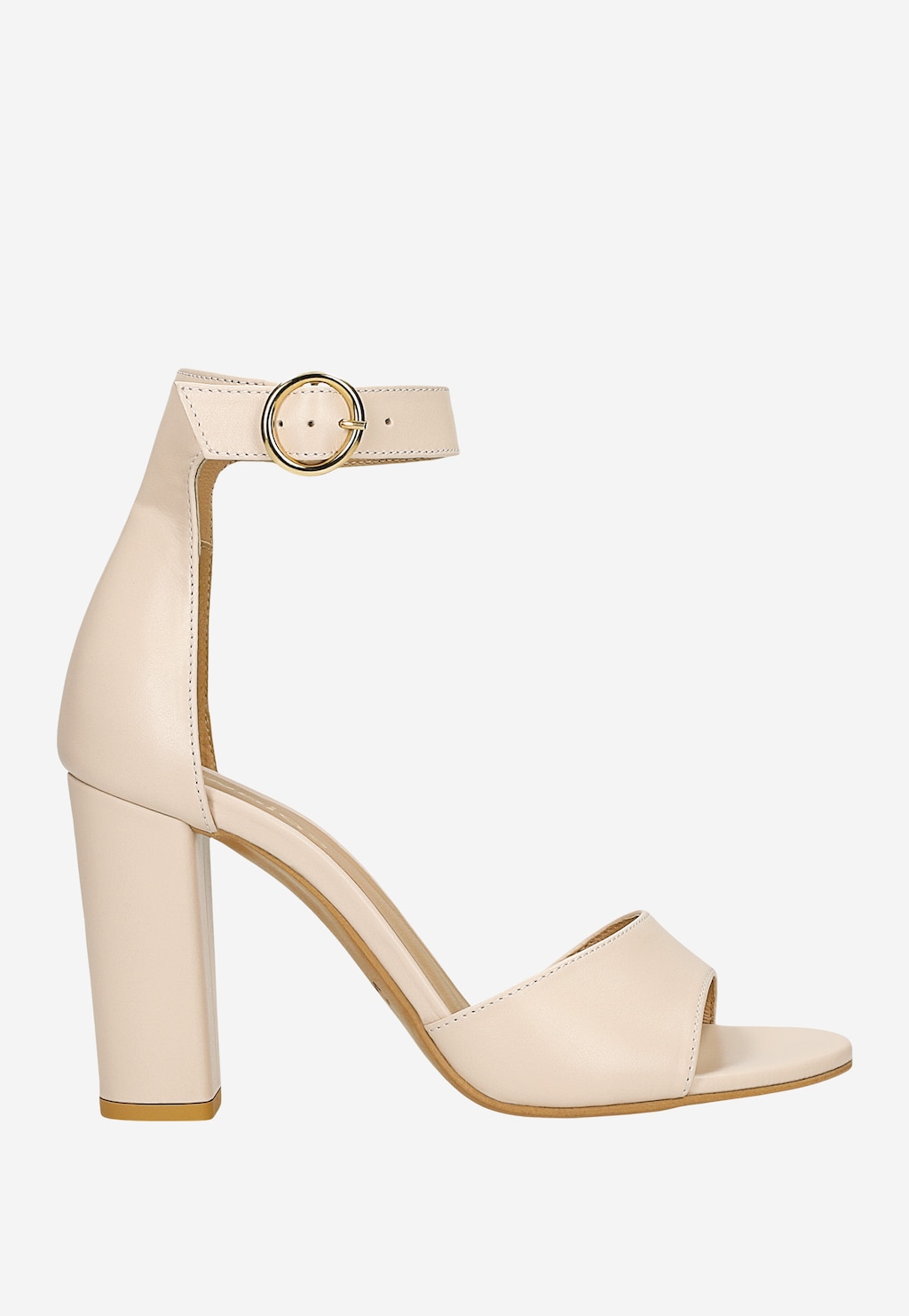 Béžové kožené sandály na vysokém podpatku 76231-54 Widok 1