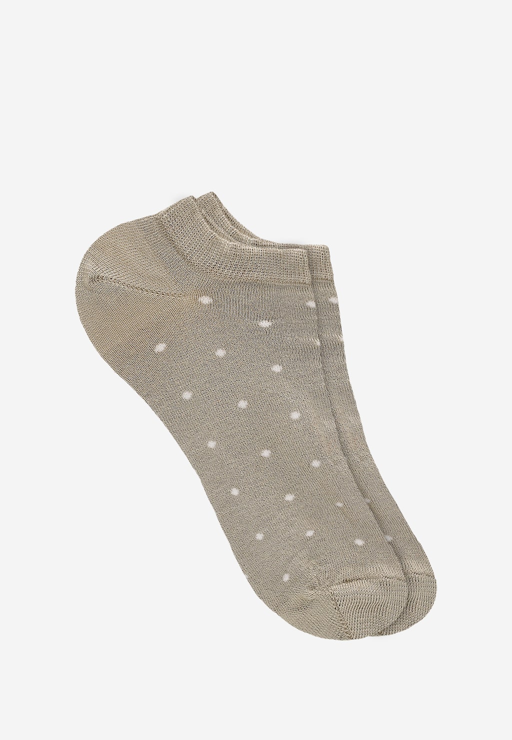 Béžové bavlnené ponožky s bielymi bodkami 97080-84 Widok 1