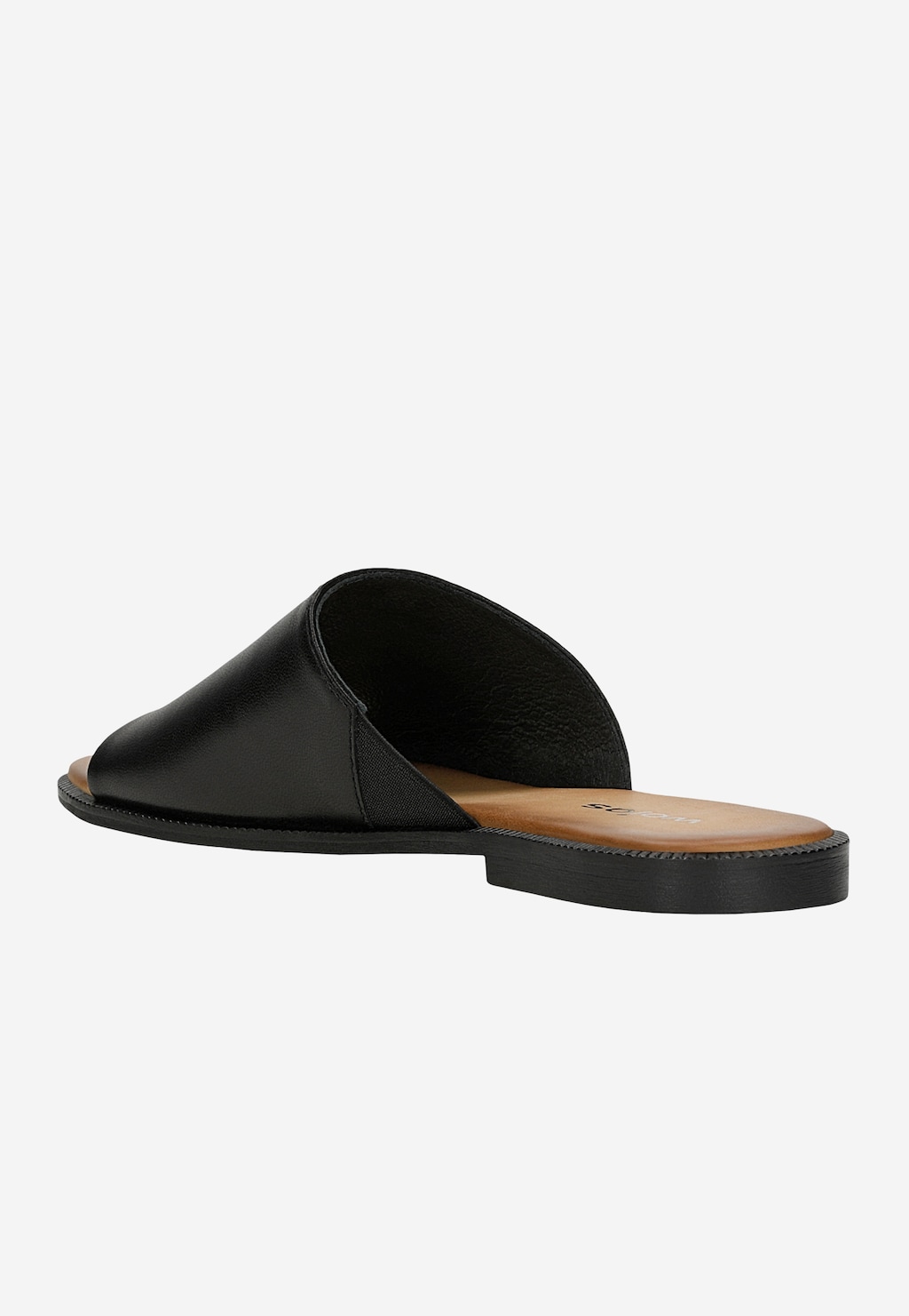 Čierne kožené dámske šľapky na plochej podrážke 74142-51 Widok 3