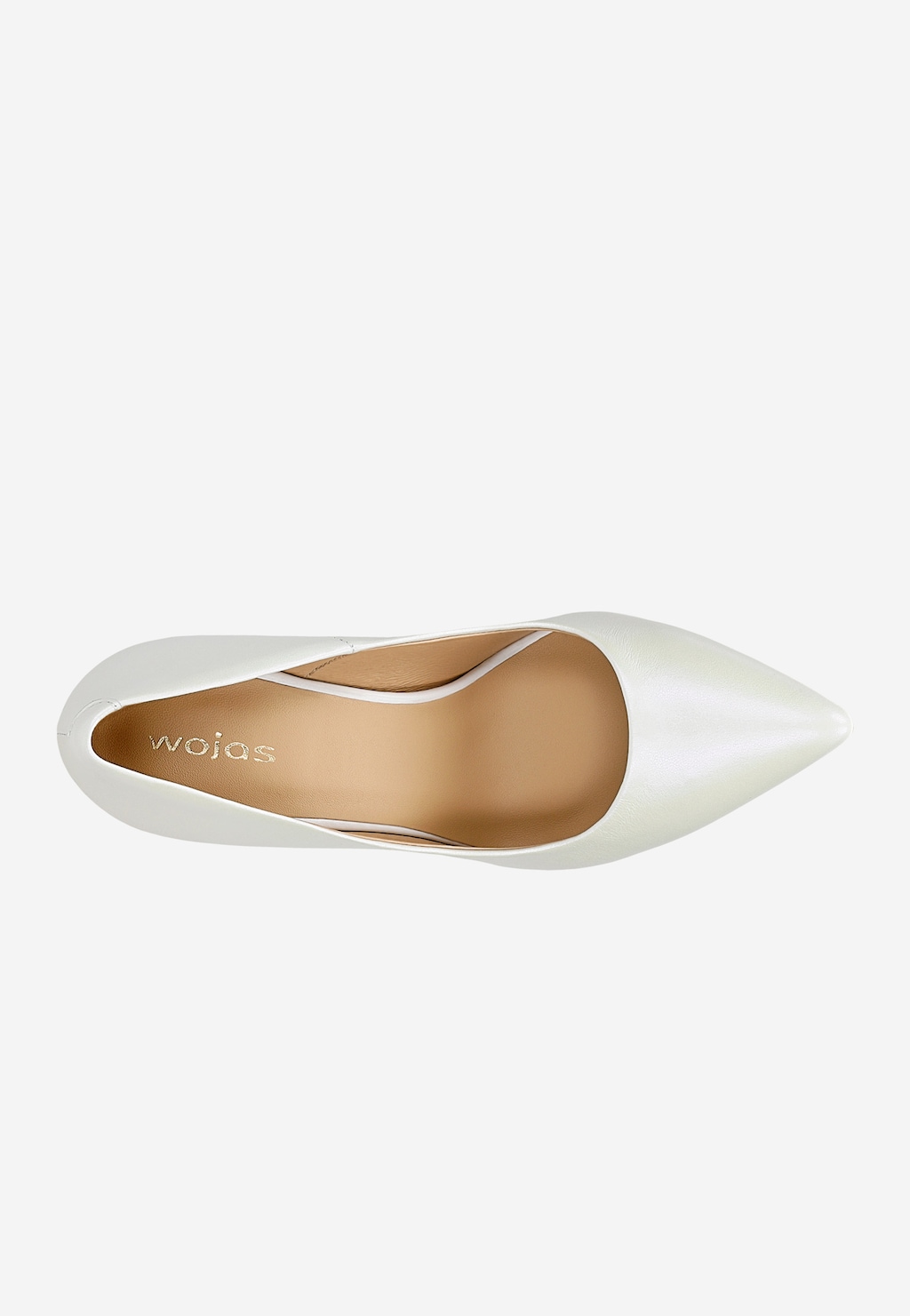 Biele lodičky kožené na vysokom opätku s perleťovým leskom 35039-59 Widok 4