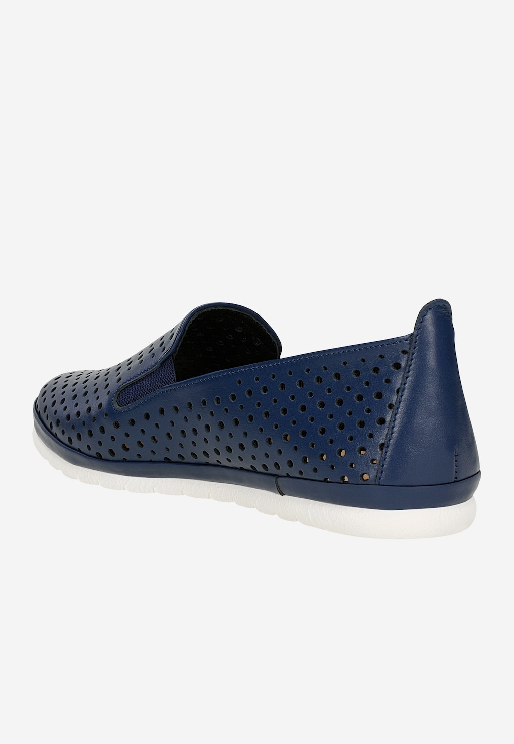 Tmavomodré ažúrové dámske mokasíny z lícnej kože 46102-56 Widok 3