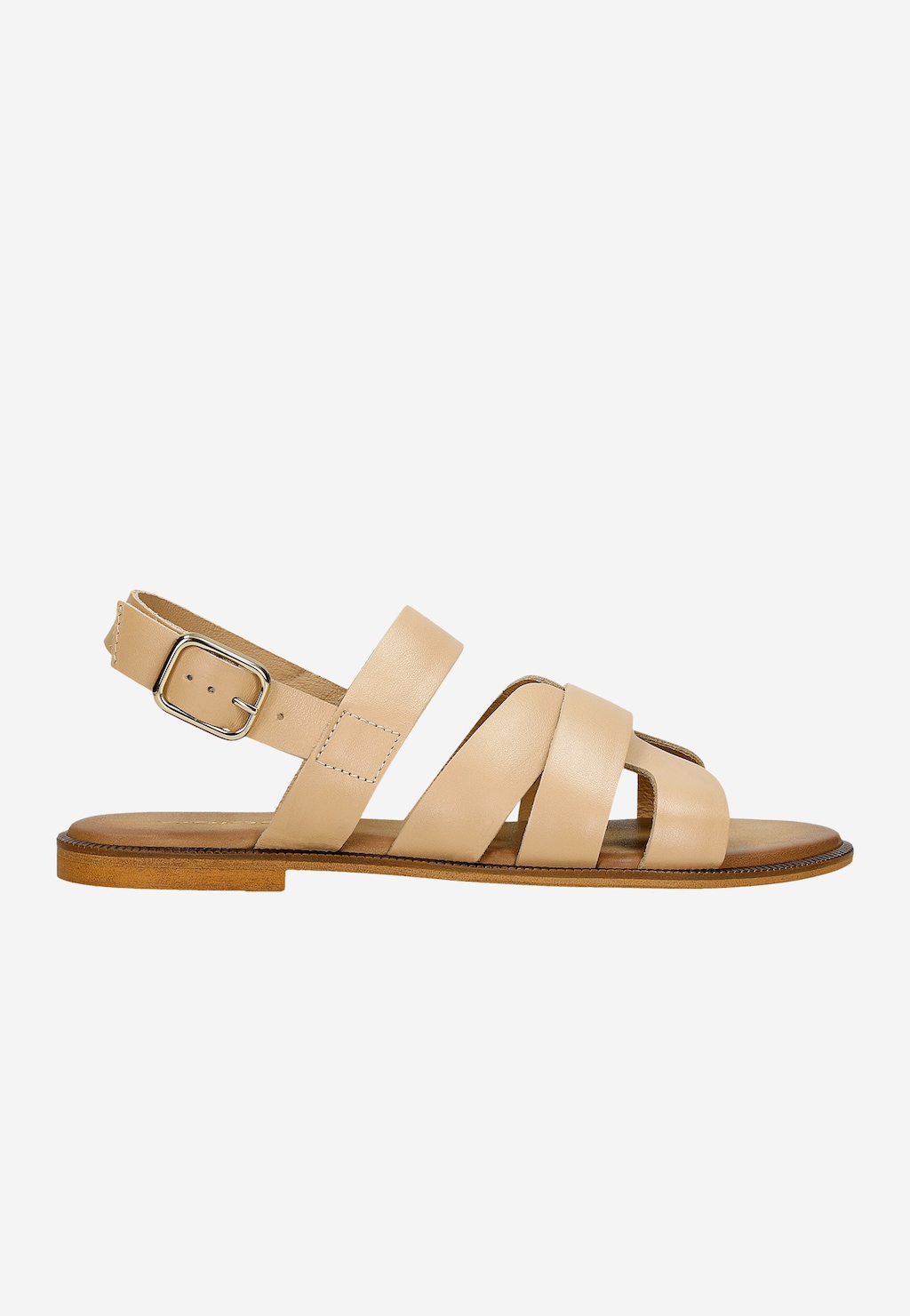 Béžové kožené dámské sandály s křížícími se pásky 76210-54 Widok 1