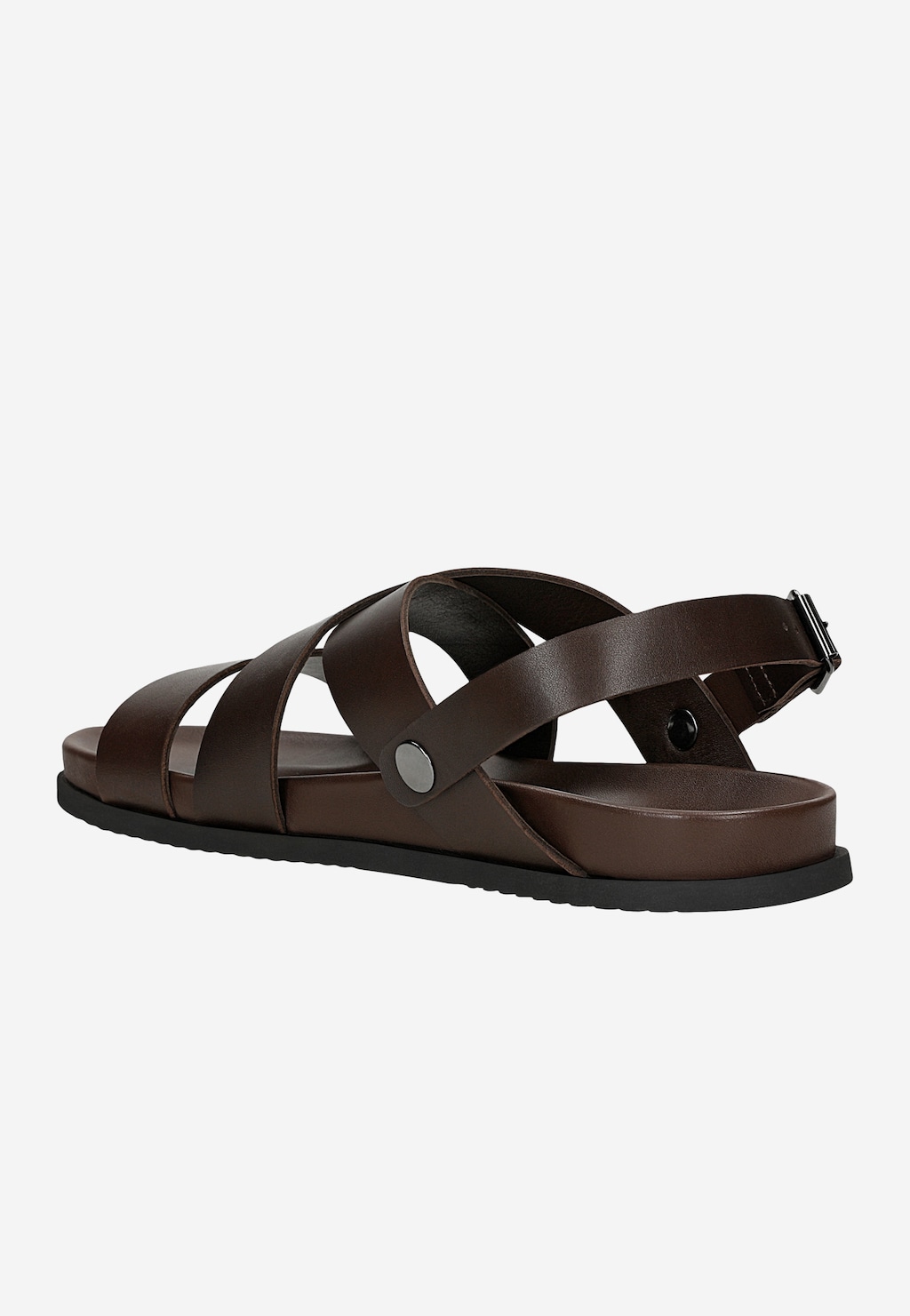 Brązowe skórzane sandały męskie Wojas 29017-52 z odpinanym paskiem, widok z boku. Wielofunkcyjne obuwie typu 2w1 na czarnej podeszwie z regulowaną klamrą.