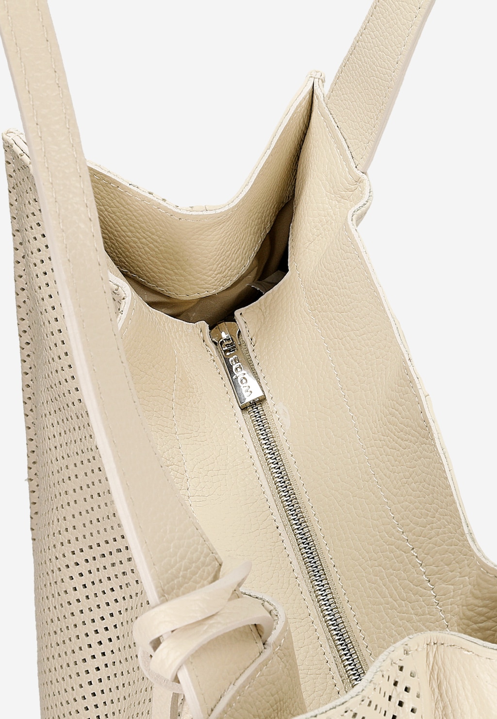 Velká béžová nákupní taška z lícové kůže 80382-74 Widok 5
