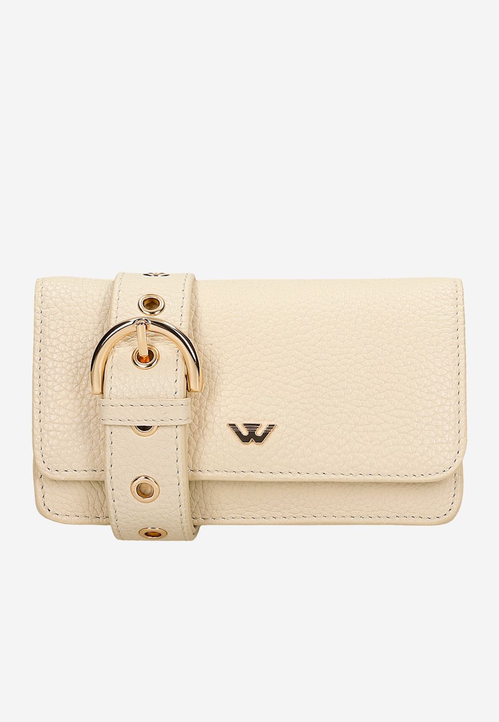 Béžová kožená taška na telefon ve formě ledvinky 80029-54 Widok 1