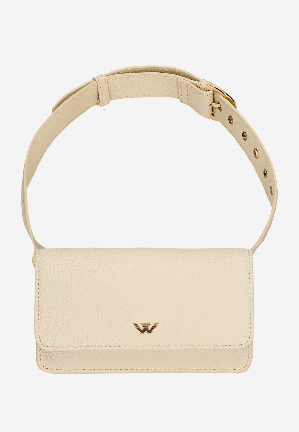 Béžová kožená taška na telefon ve formě ledvinky 80029-54 Widok 4