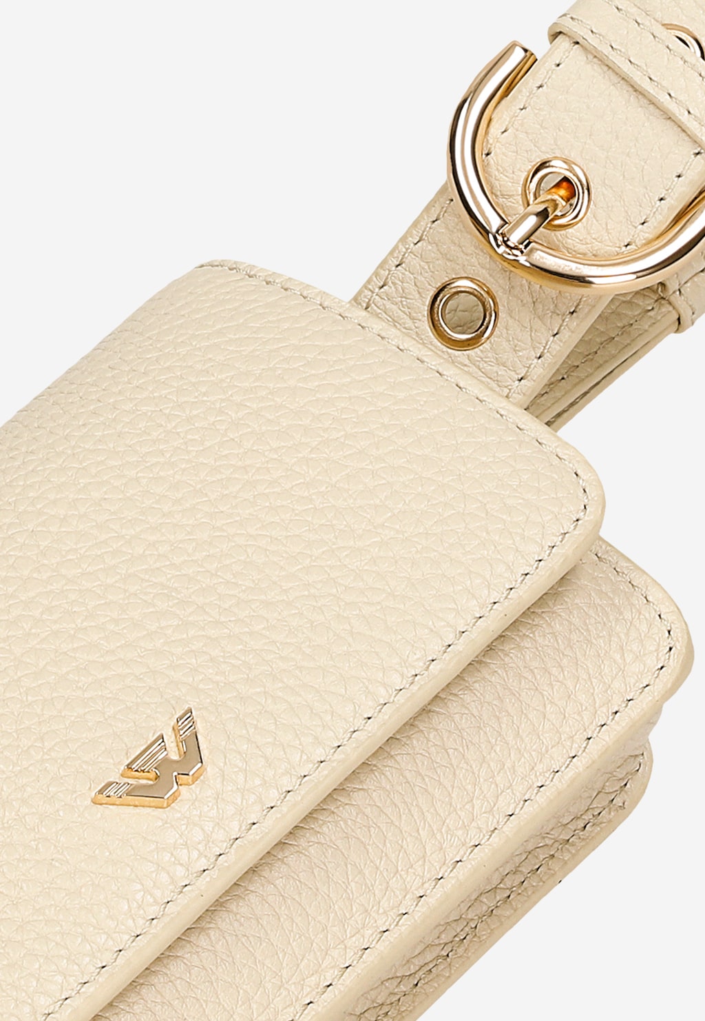 Béžová kožená taška na telefon ve formě ledvinky 80029-54 Widok 6