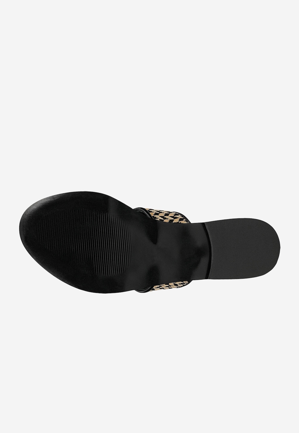 Čierno-béžové dámske šľapky z lícovej kože s pletením z rafie 74157-80 Widok 5