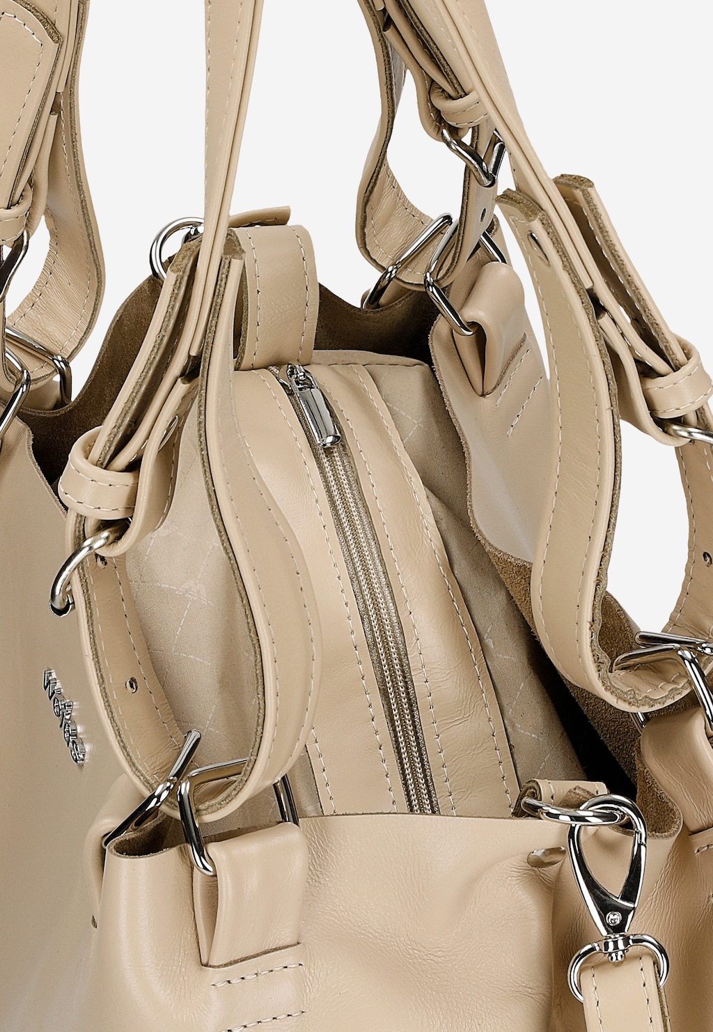 Veľká béžová dámska kabelka z lícnej kože 80246-54 Widok 5