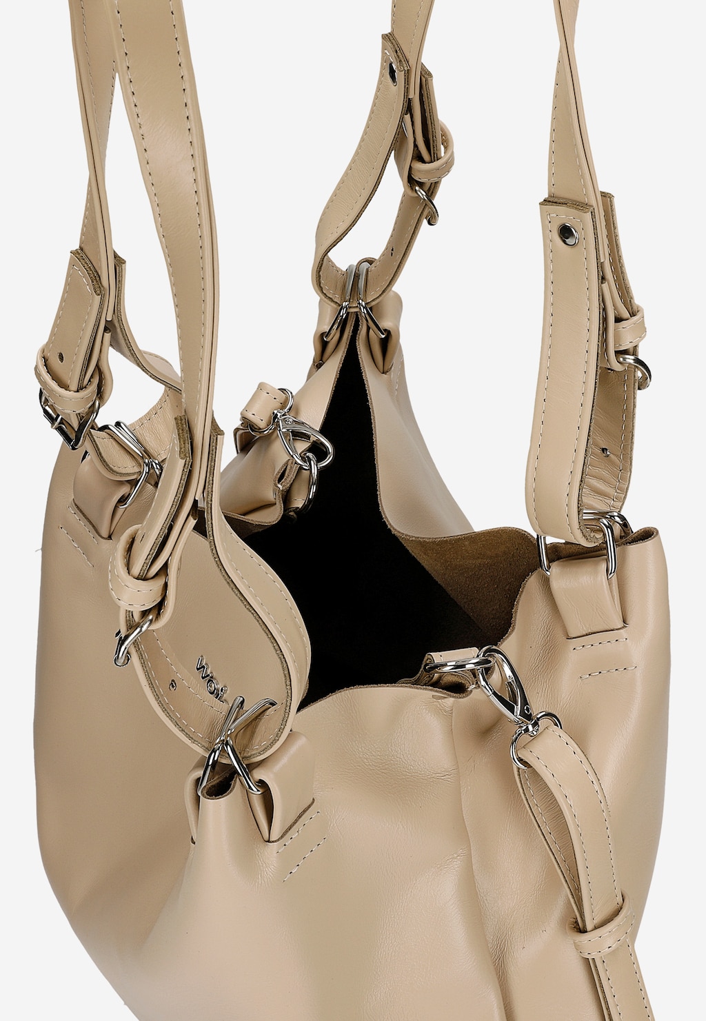 Veľká béžová dámska kabelka z lícnej kože 80246-54 Widok 6
