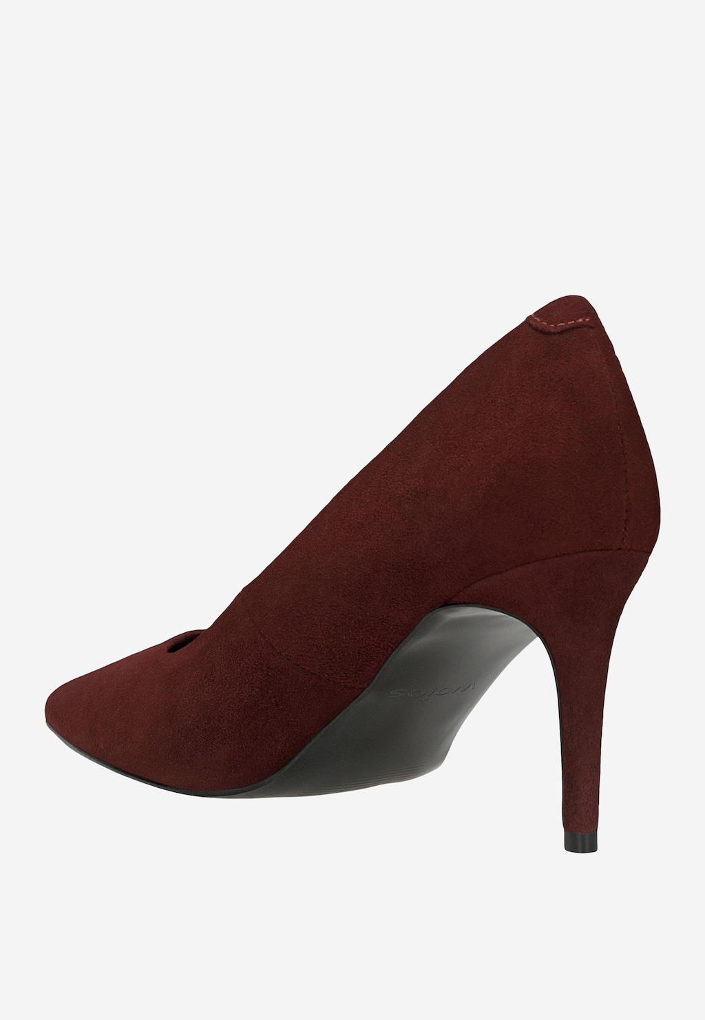 Bordové dámské špičaté lodičky na vysokém podpatku ze semiše 35174-65 Widok 3