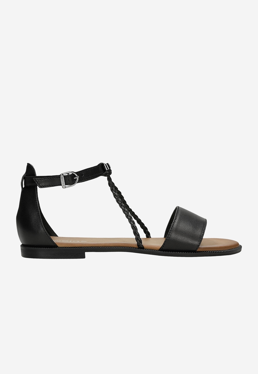 Černé kožené sandály s pletenými řemínky 76206-81 Widok 1