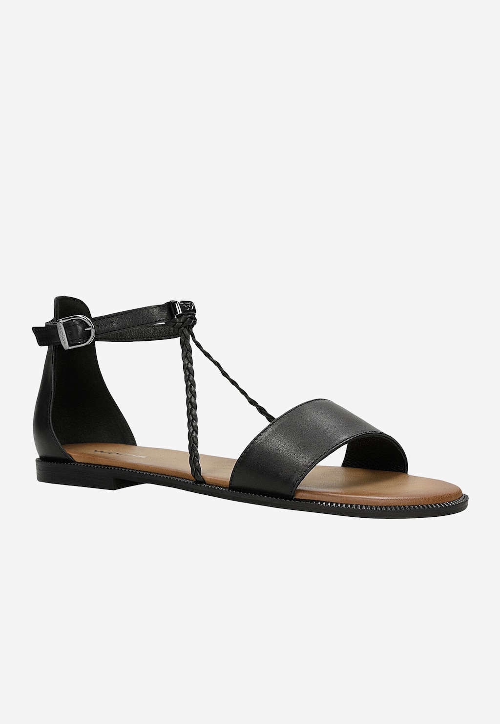 Černé kožené sandály s pletenými řemínky 76206-81 Widok 2