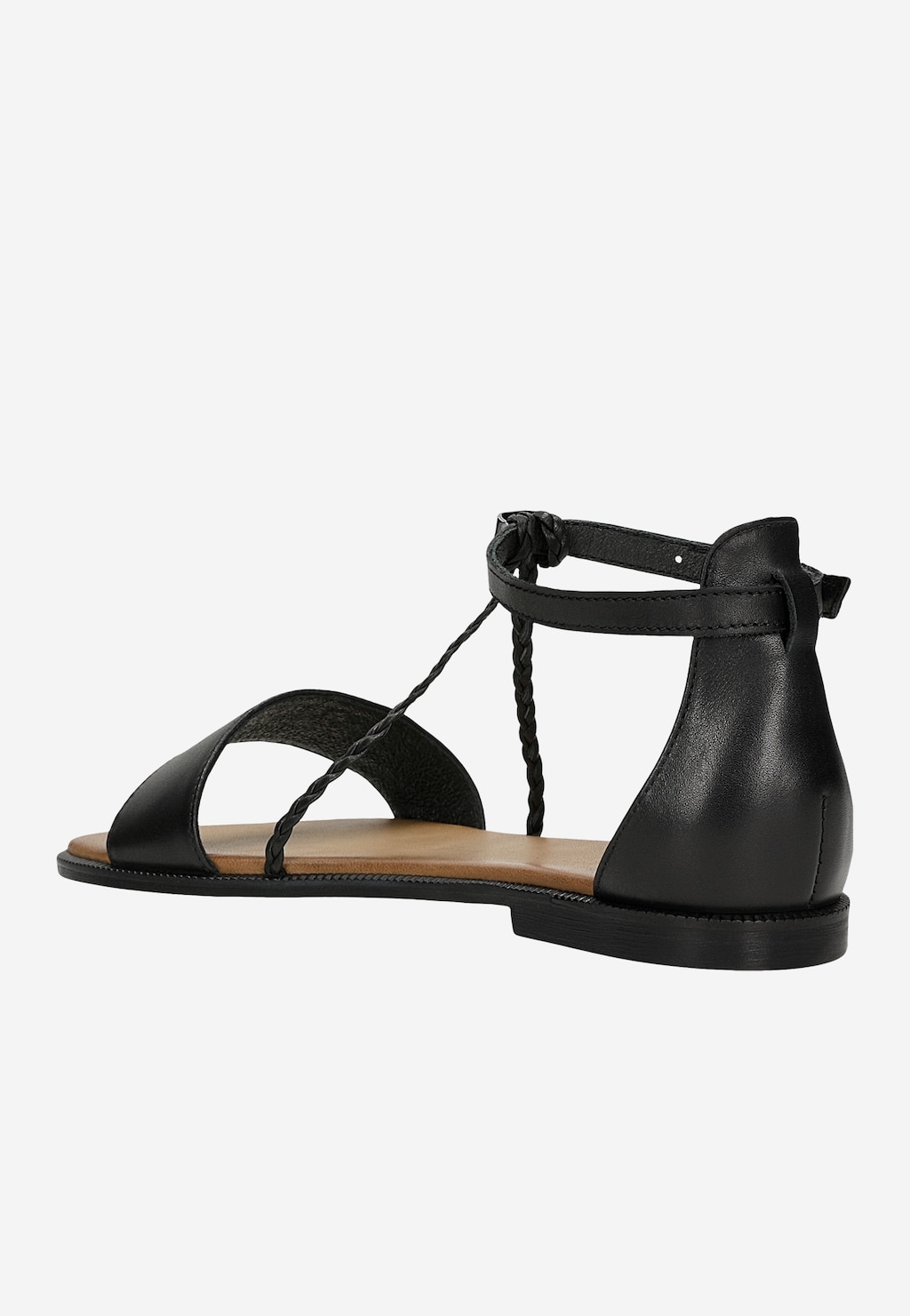Černé kožené sandály s pletenými řemínky 76206-81 Widok 3