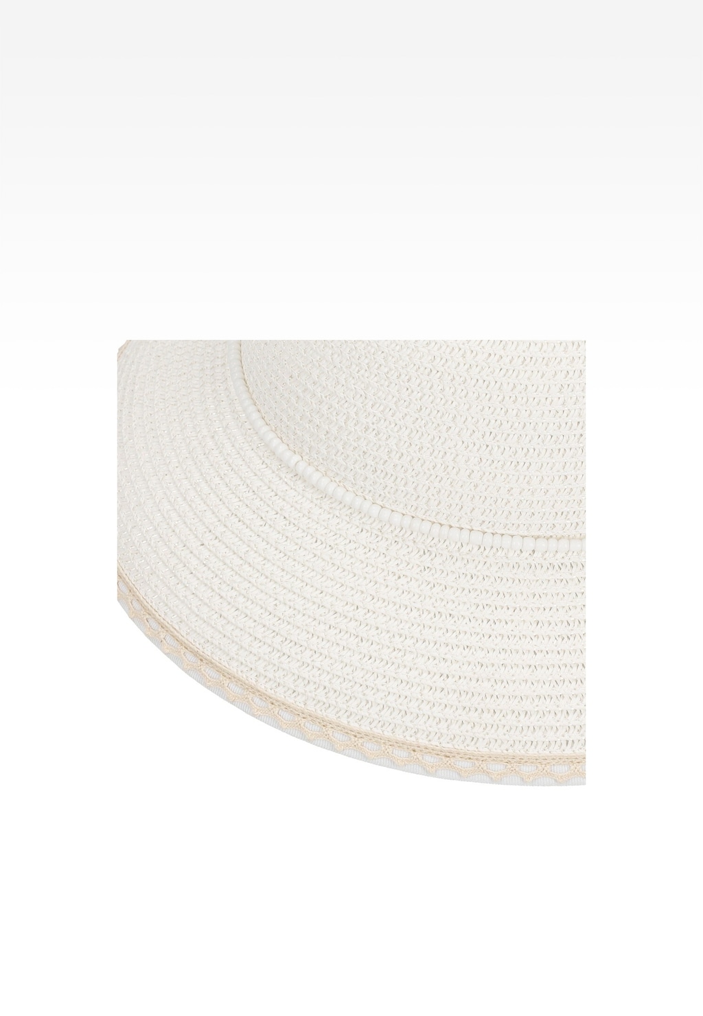 Biały pleciony kapelusz dziewczęcy BARTEK z okrągłym rondem i ozdobną koronkową lamówką, model 85607-19, idealny na letnie dni.
