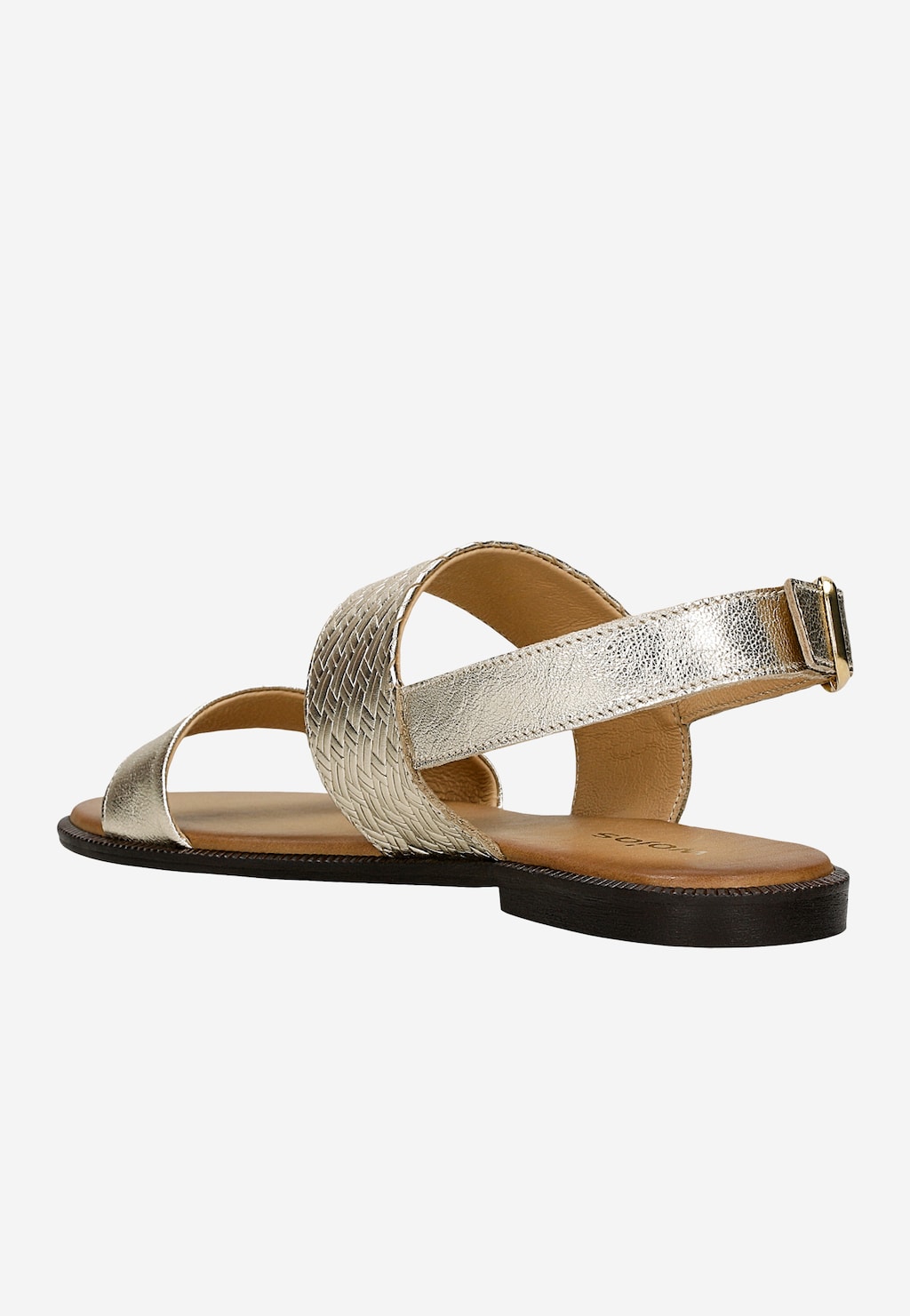 Zlaté kožené dámské sandály na ploché podrážce 76208-58 Widok 3